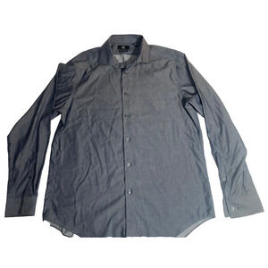 Calvin Klein mens gray office business work button down long sleeve shirt
